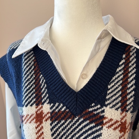 RACHEL Zoe l Plaid Vest with Long Sleeve Shirt - Picture 2 of 8